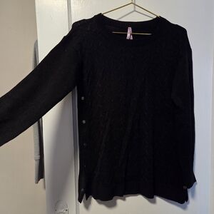 Maternity/Nursing Black Knit Sweater with Button Detail